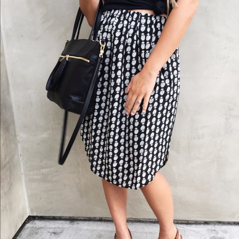 Madewell Silk Island Midi Skirt Bloomstamp Print